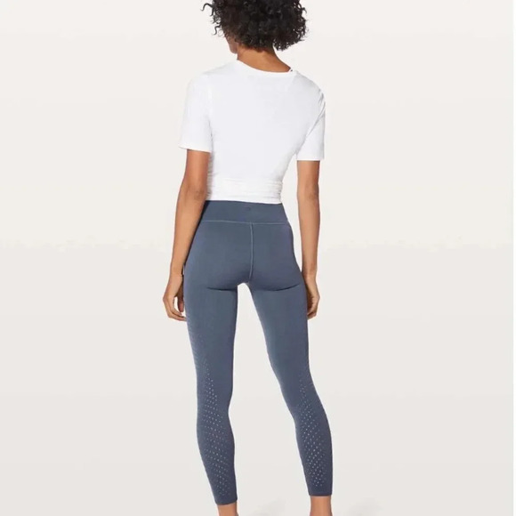 Lululemon Reveal 7/8 Tight Legging Pants Vortex 25" Dazed Gray Mesh Breathable 6 - Picture 7 of 12